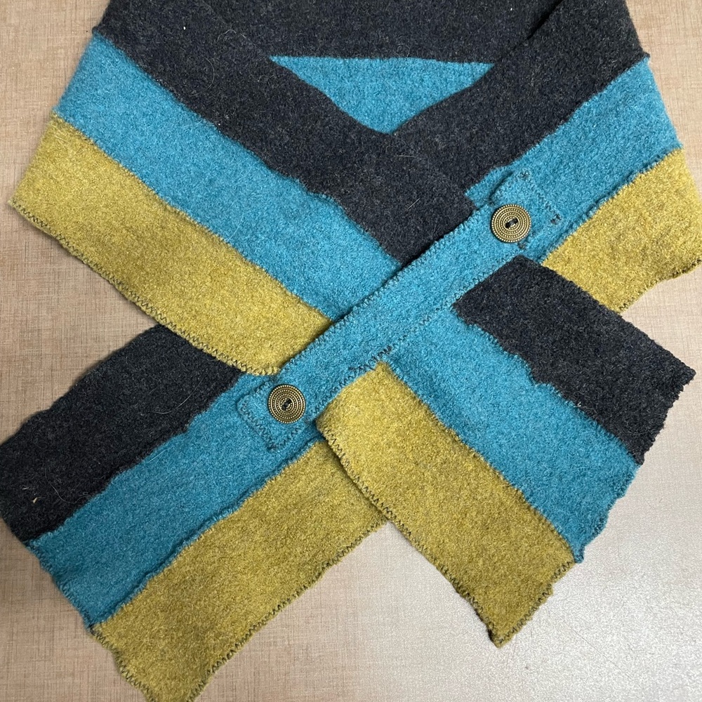 Colorful Striped Button Scarf